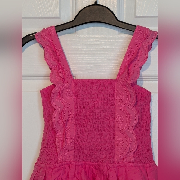 BCBG Girl (Size 10) Pink Smocked Ruffled Cotton Romper/Dress/Skort - Picture 2 of 7
